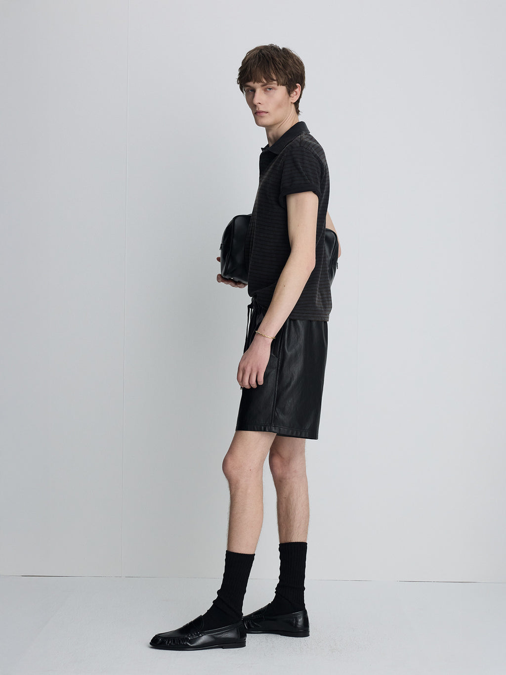 Tonywack - Garment Dyed Stripe Piqué Polo (Faded Black) product image 2 | TRAB K-Fashion Australia