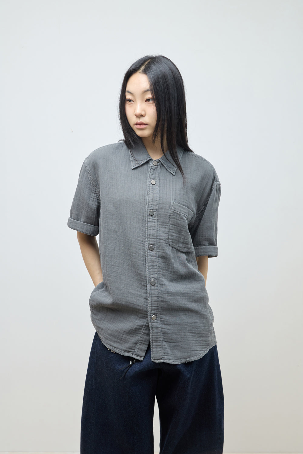 Hatchingroom - Loosed Shirt Double Face (Charcoal) product image 15 | TRAB K-Fashion Australia