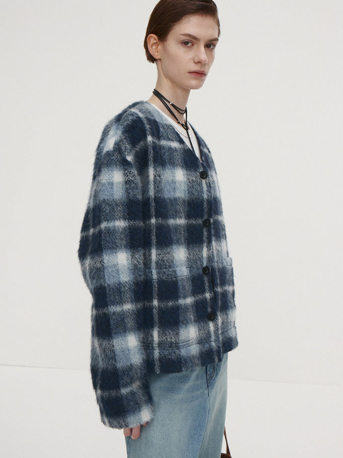 Tonywack - Checked Wool Mohair Blouson (Italian Fabric) (Blue) product image 1 | TRAB K-Fashion Australia