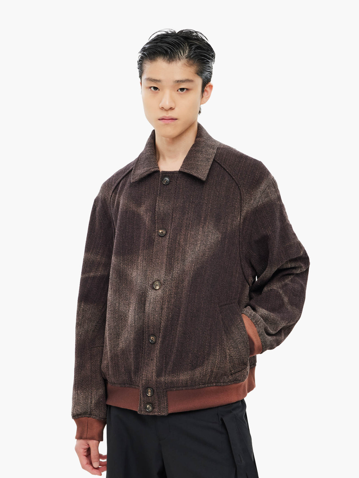 Jiyong Kim - Sun-Bleached Ribbed Blouson (Brown) product image 2 | TRAB K-Fashion Australia