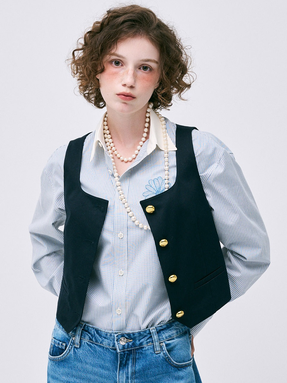 Mardi Mercredi - Classic Vest Square Neck (Navy) product image 1 | TRAB K-Fashion Australia