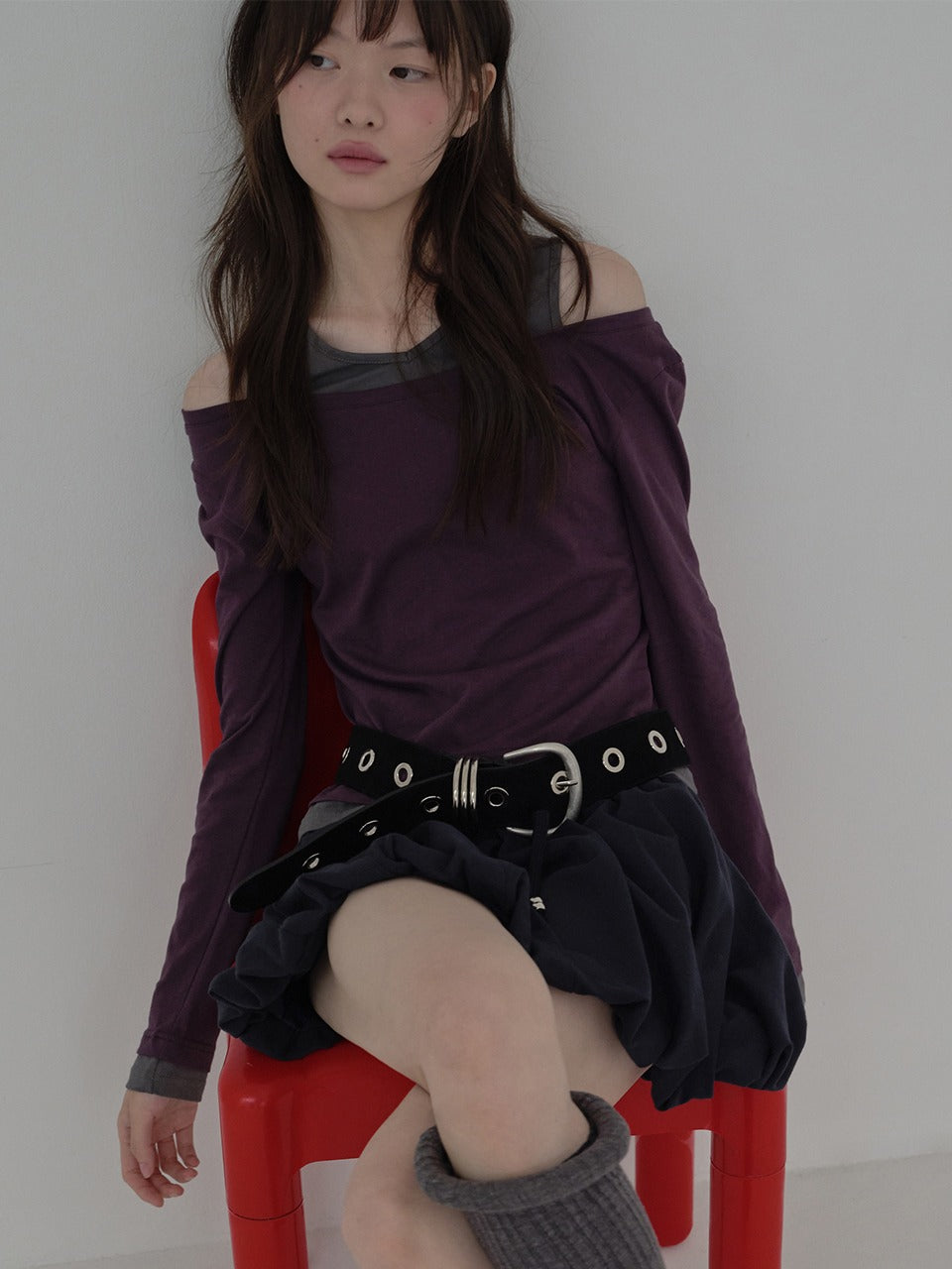 Margarin Fingers - Wide Eyelet Belt (Black) product image 1 | TRAB K-Fashion Australia