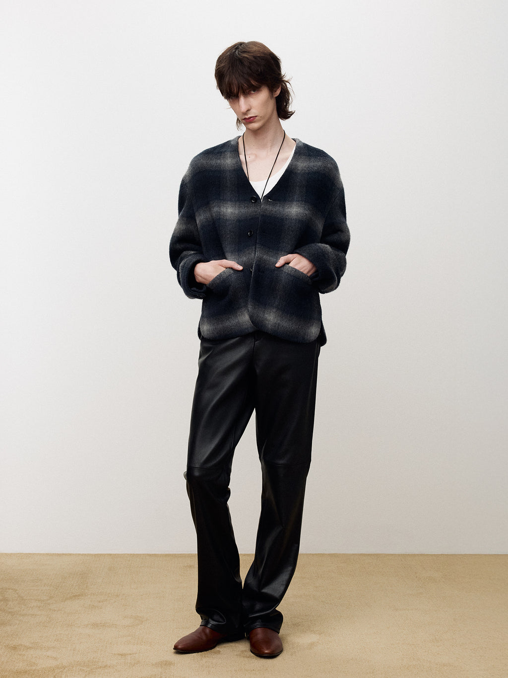 Tonywack - Checked Mohair Blouson Italian Fabric (Navy/Grey) product image 1 | TRAB K-Fashion Australia
