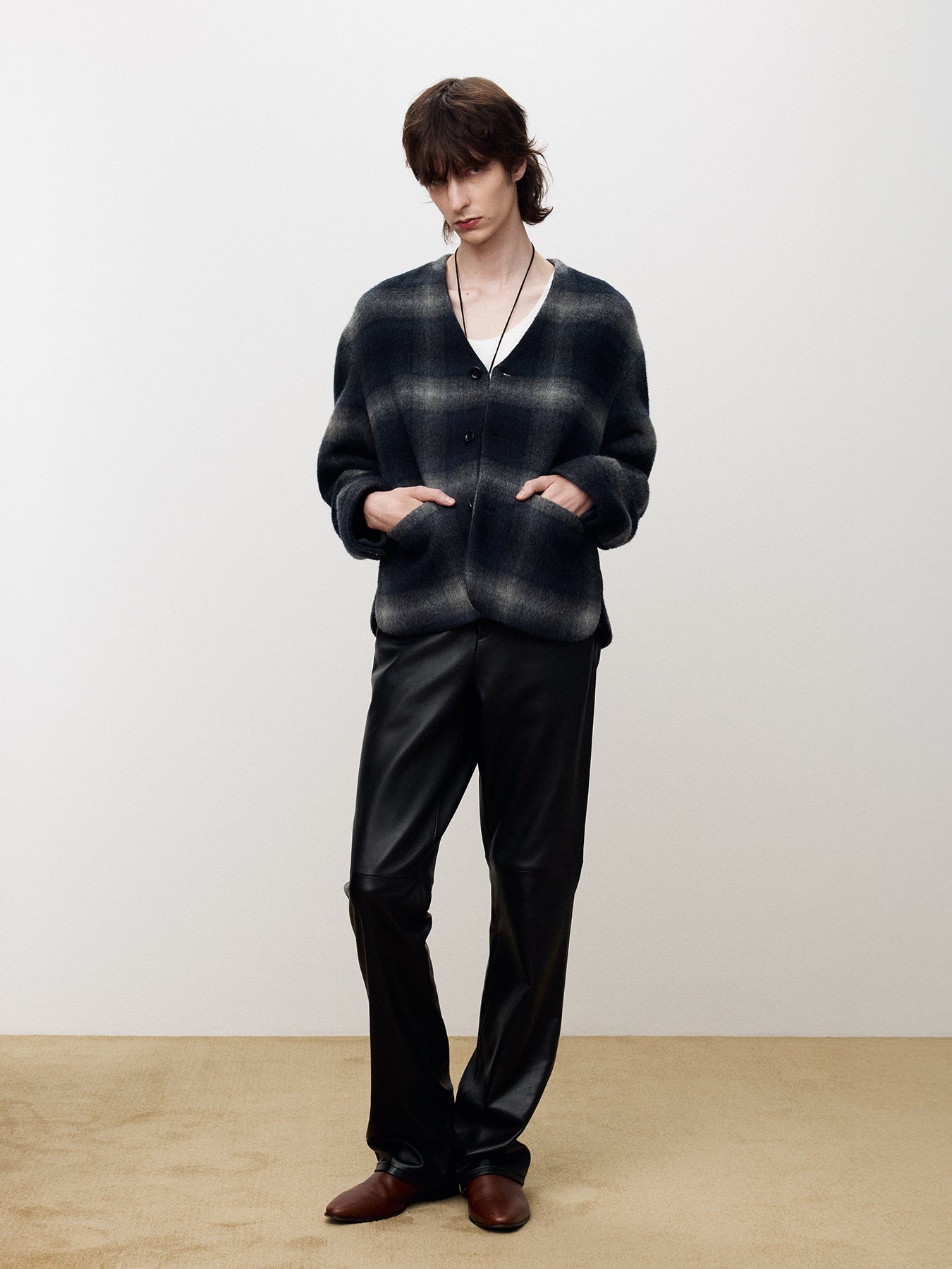 Tonywack - Checked Mohair Blouson Italian Fabric (Navy/Grey) product image 1 | TRAB K-Fashion Australia