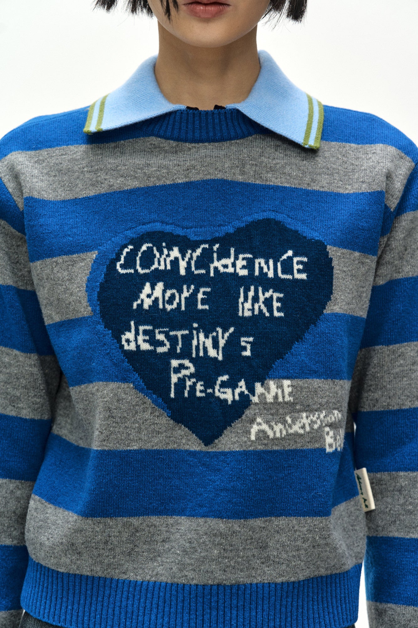 Andersson Bell - 26 Girl's Heart Message Crew-Neck Sweater (Blue/Grey) product image 6 | TRAB K-Fashion Australia