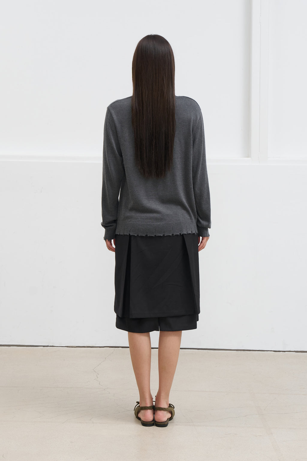 Deinet - Raw Edge Layered Midi Skirt (Black) product image 3 | TRAB K-Fashion Australia