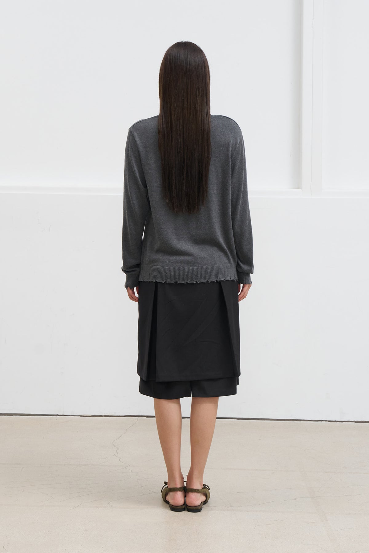Deinet - Raw Edge Layered Midi Skirt (Black) product image 3 | TRAB K-Fashion Australia
