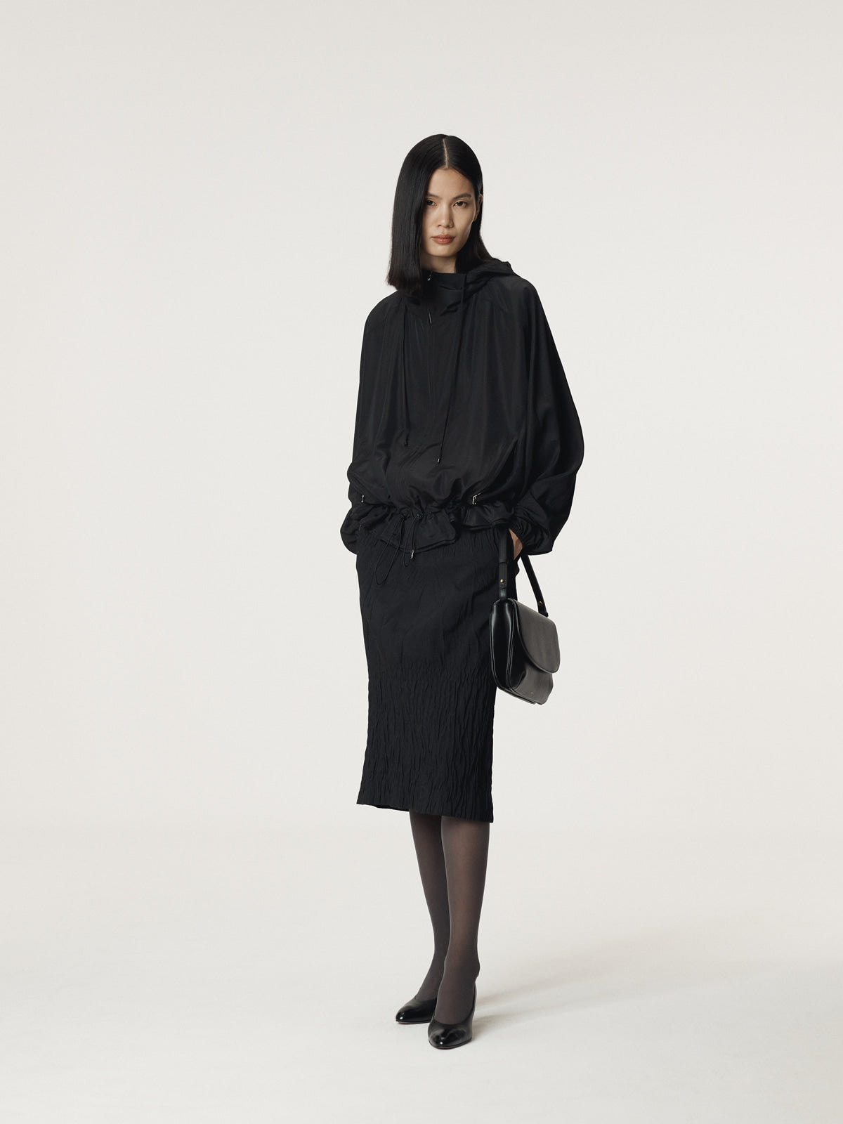 Recto - Silk Blend Technical Hoodie Jumper (Black) product image 3 | TRAB K-Fashion Australia