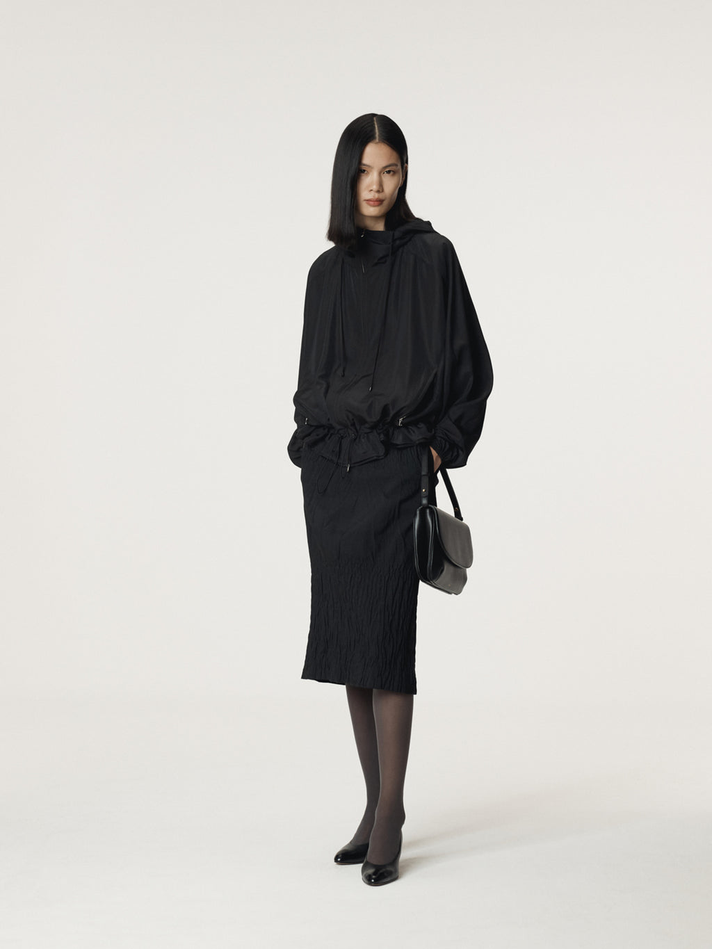 Recto - Silk Blend Technical Hoodie Jumper (Black) product image 3 | TRAB K-Fashion Australia