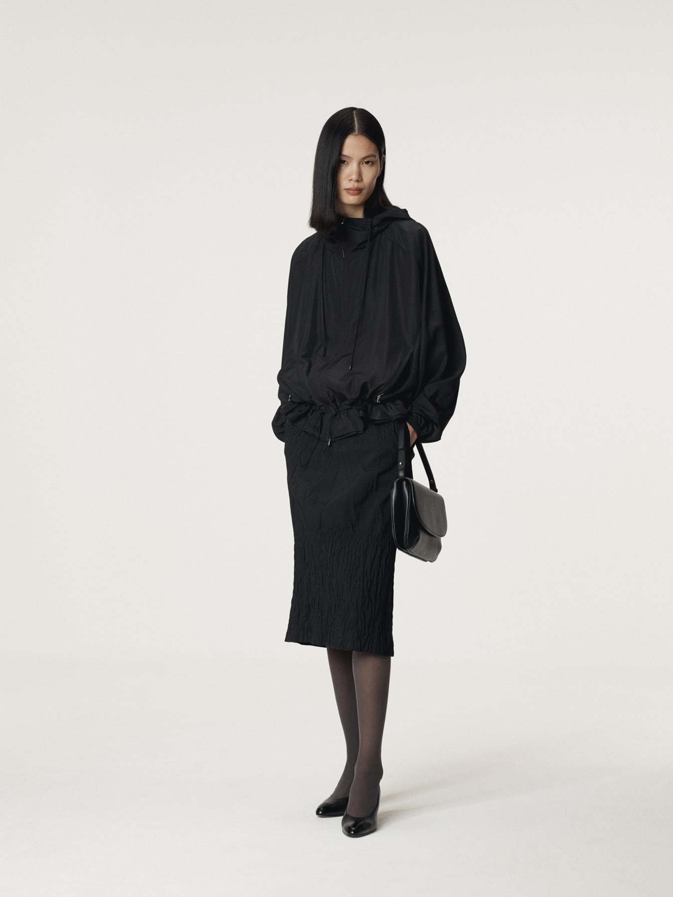 Recto - Silk Blend Technical Hoodie Jumper (Black) product image 3 | TRAB K-Fashion Australia