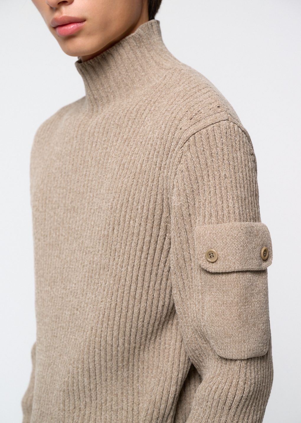 Amomento - Ribbed velvet knit top (Beige) product image 6 | TRAB K-Fashion Australia