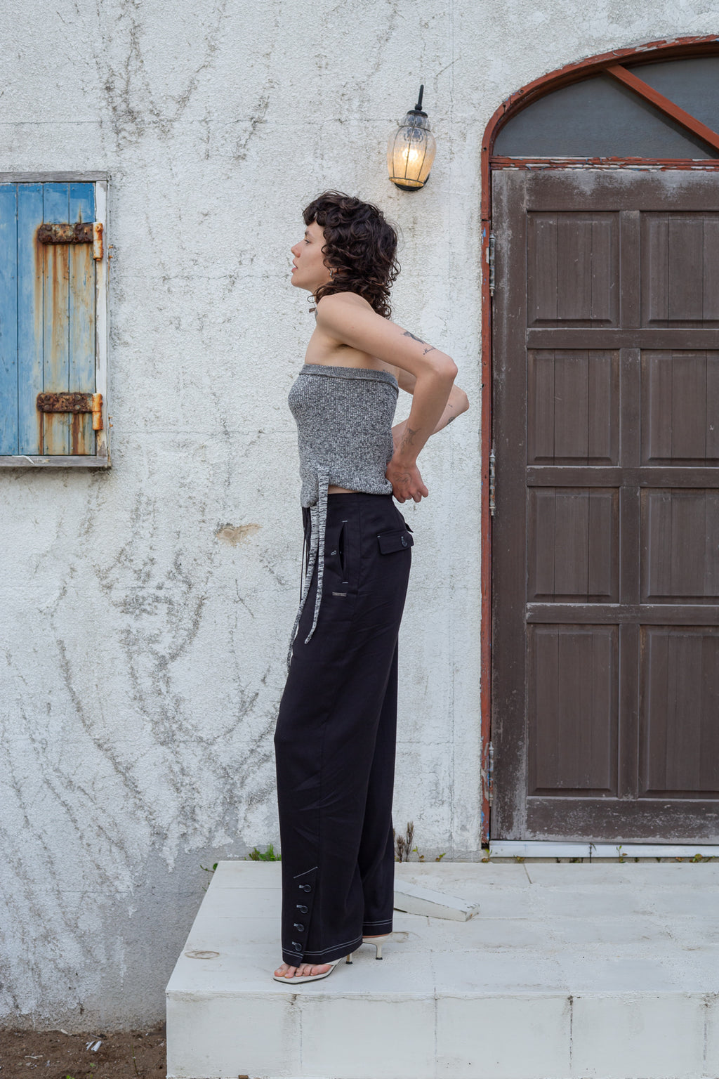 Matin Kim - Button Point String Wide Pants (Black) product image 10 | TRAB K-Fashion Australia