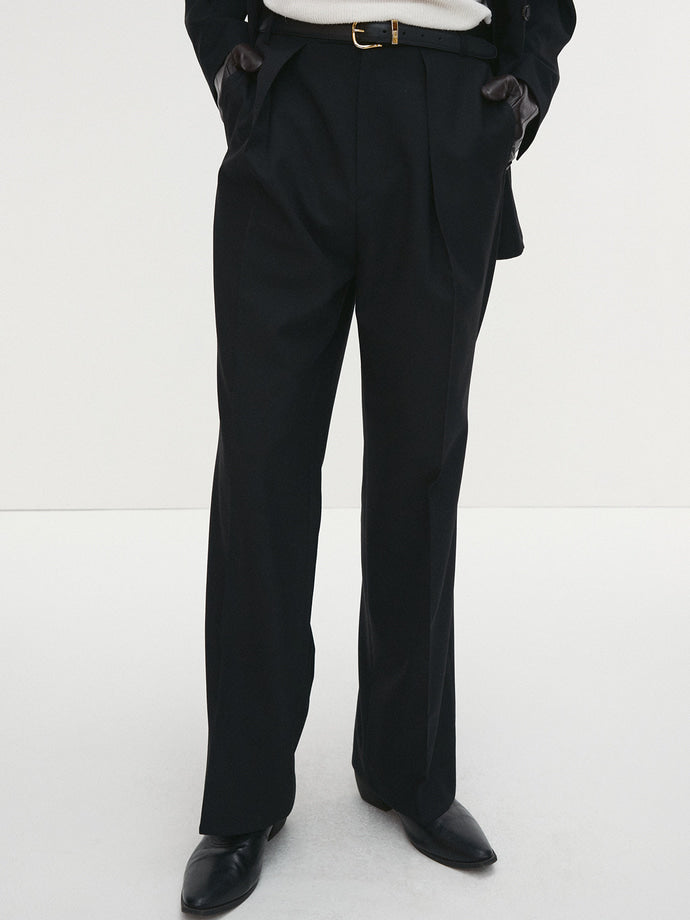Tonywack - Wool Twill Pleated Tailored Trousers (Black) product image 5 | TRAB K-Fashion Australia