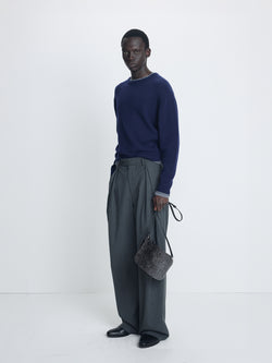 Tonywack - Cross Tuck Wide Trousers (Grey Pinstripe) product image 1 | TRAB K-Fashion Australia