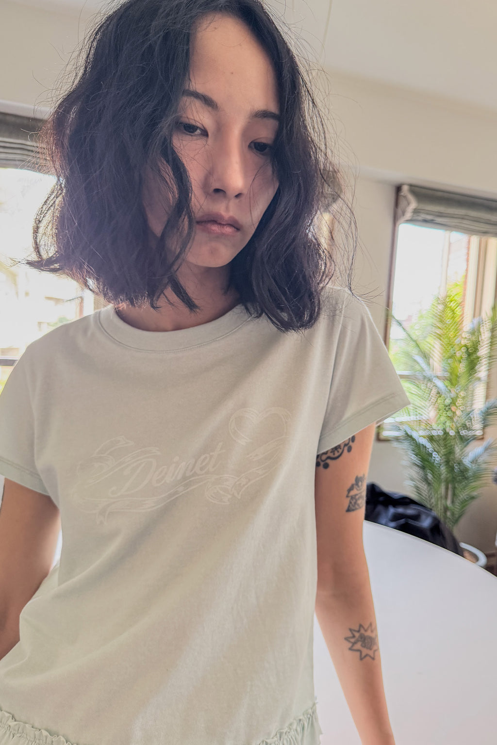 Deinet - Ruffle Washed T-Shirt (Mint) product image 8 | TRAB K-Fashion Australia