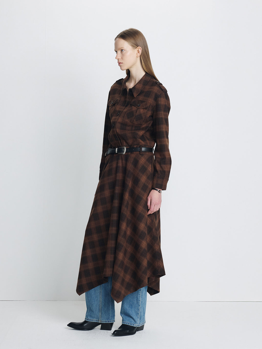 Tonywack - Checked Utility Shirt Dress (Brown Check) product image 2 | TRAB K-Fashion Australia