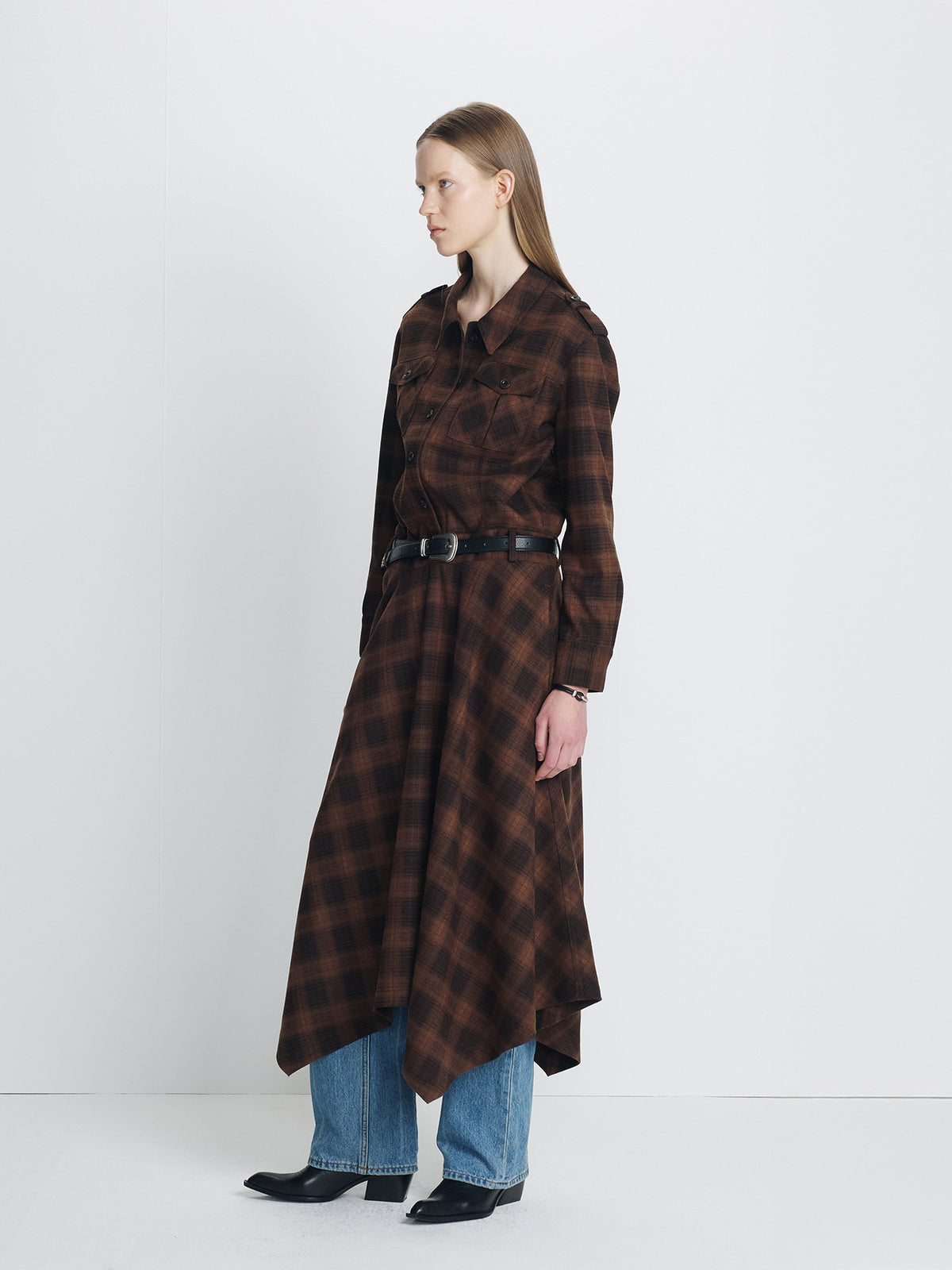 Tonywack - Checked Utility Shirt Dress (Brown Check) product image 2 | TRAB K-Fashion Australia