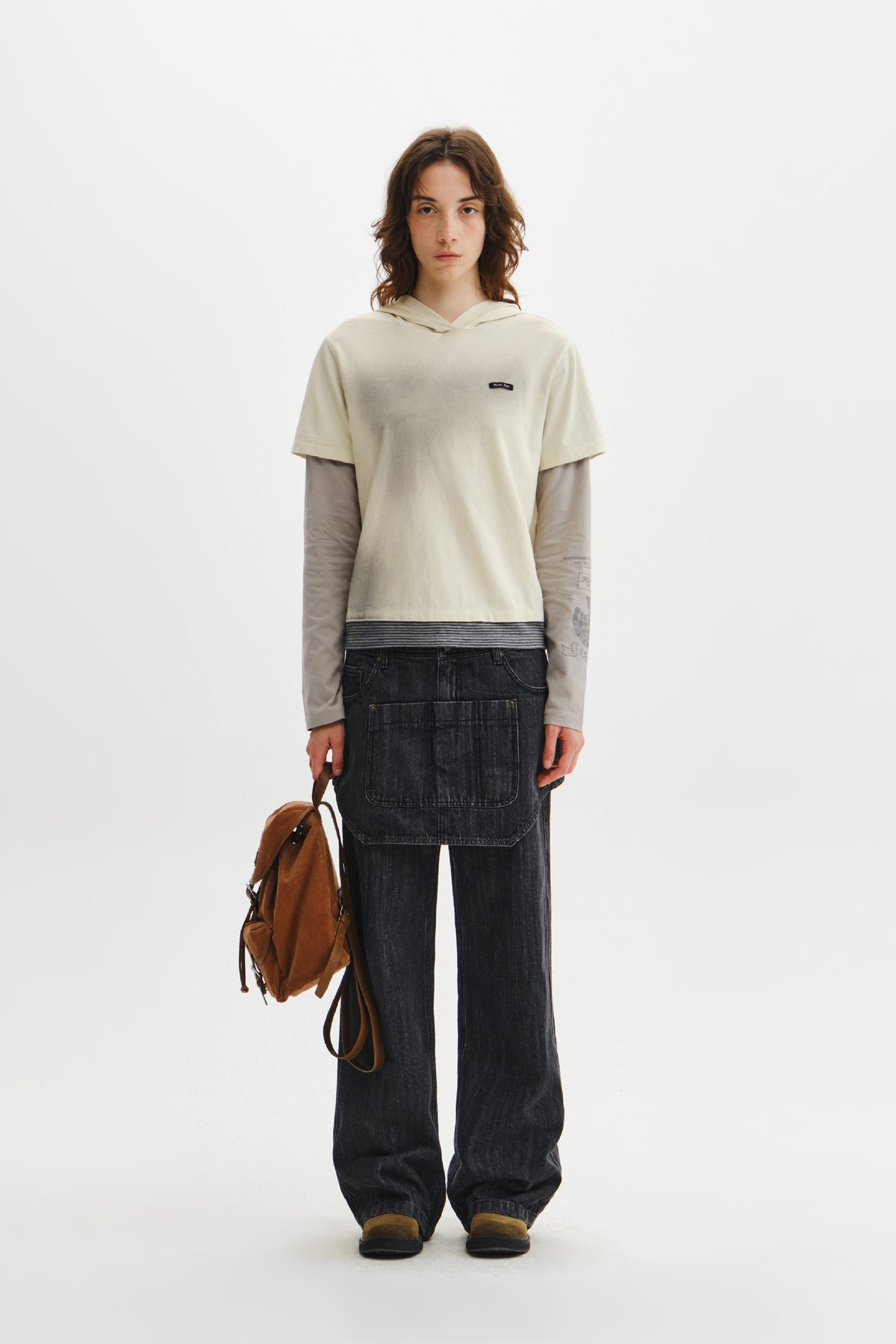 Matin Kim - Apron Layered Denim Pants (Black) product image 7 | TRAB K-Fashion Australia
