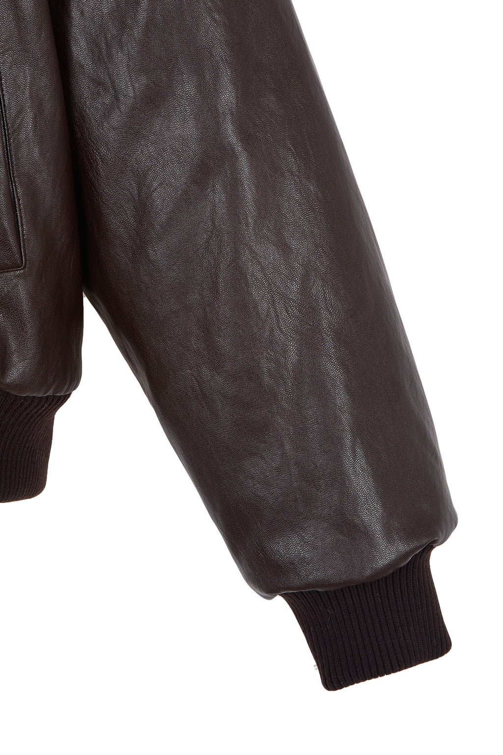 Matin Kim - Faux Leather Zip Up Hoody (Brown) product image 5 | TRAB K-Fashion Australia