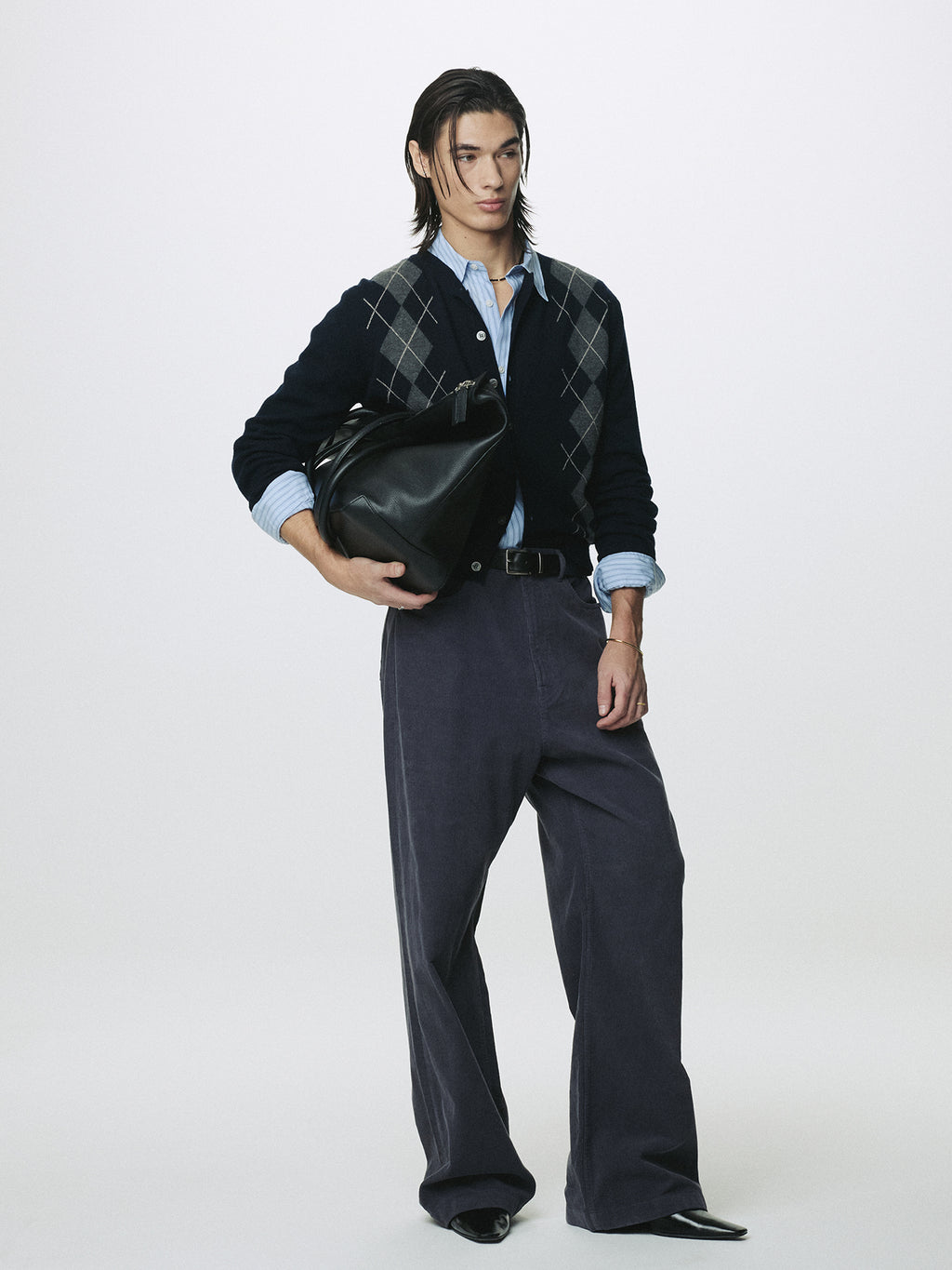 Tonywack - Washed Corduroy Wide-Leg Pants (Purple Navy) product image 4 | TRAB K-Fashion Australia