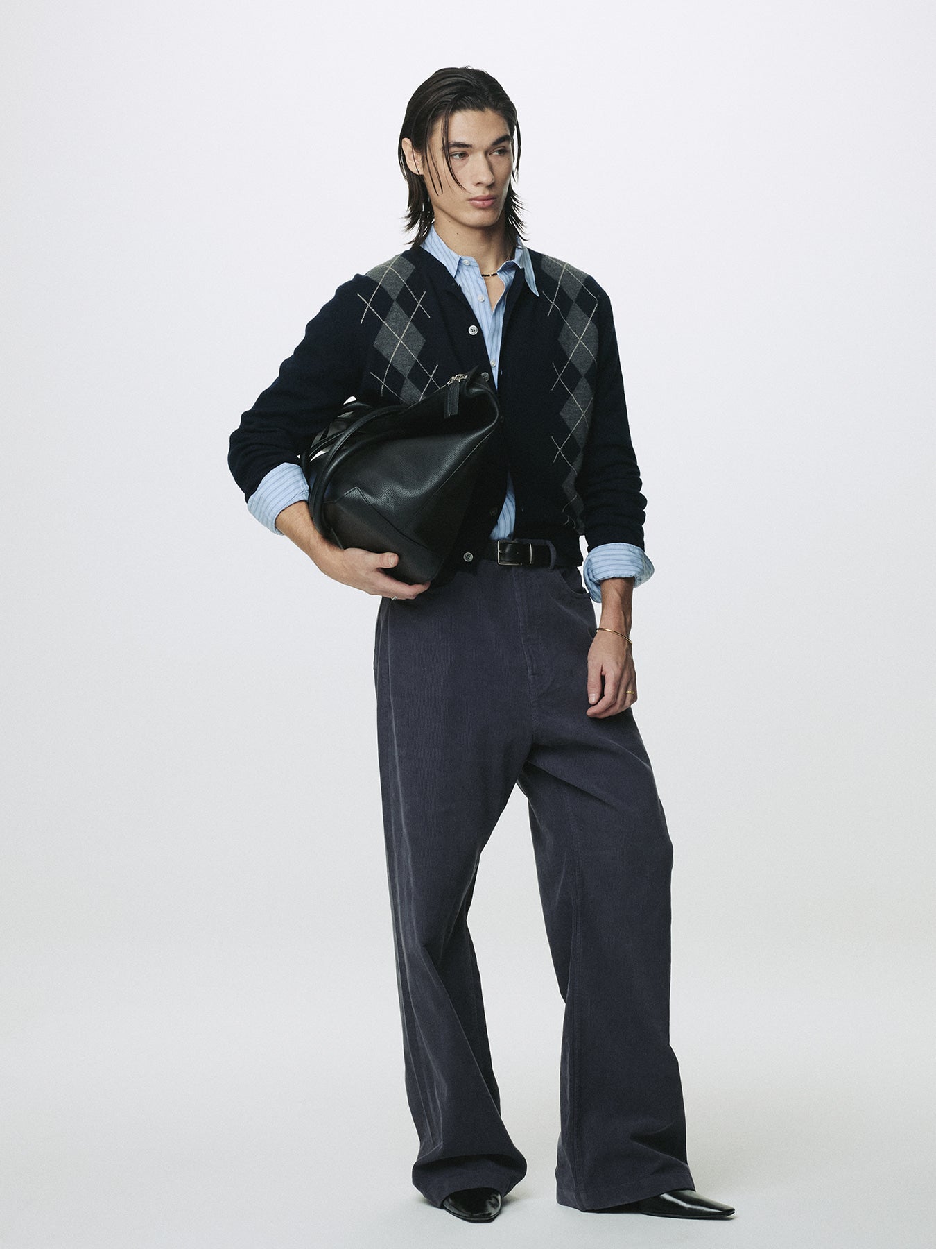 Tonywack - Washed Corduroy Wide-Leg Pants (Purple Navy) product image 4 | TRAB K-Fashion Australia