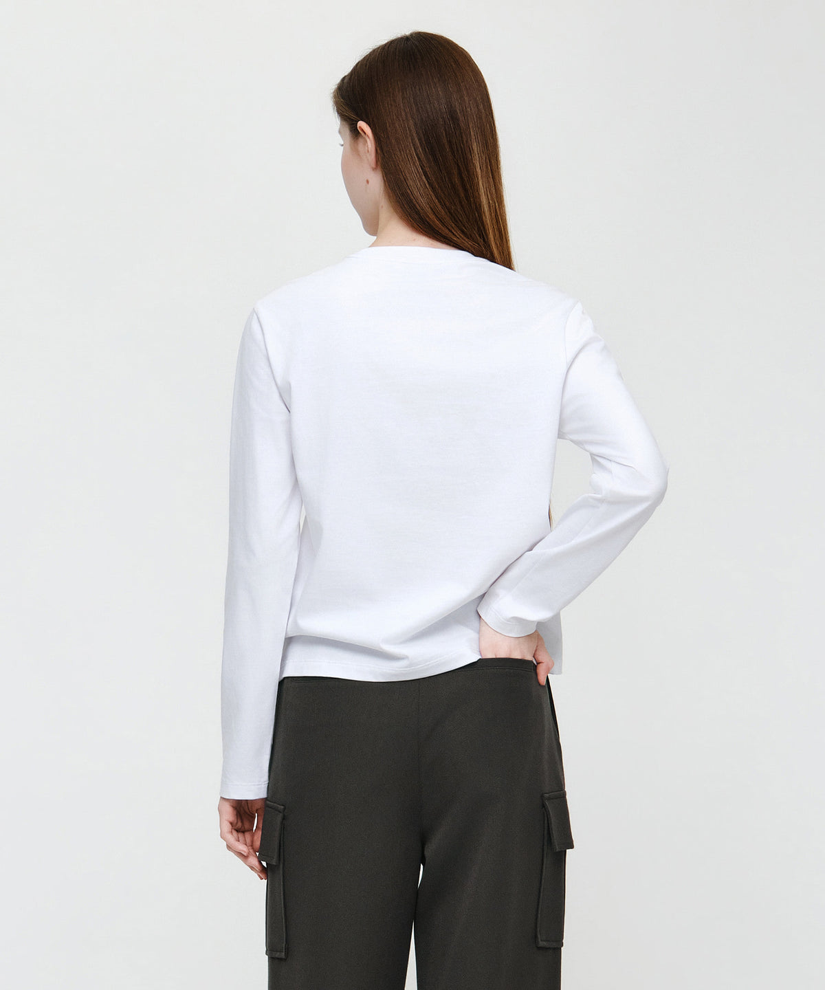 Marithe & Francois Girbaud - Small Classic Logo Long Sleeve Tee (White) product image 3 | TRAB K-Fashion Australia