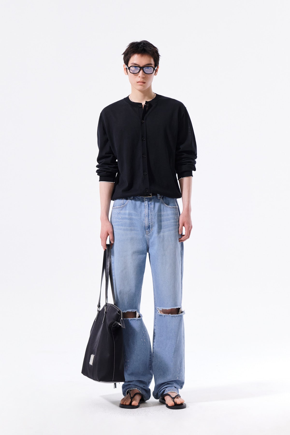 Matin Kim - Back Logo Sheer Cardigan (Black) product image 10 | TRAB K-Fashion Australia