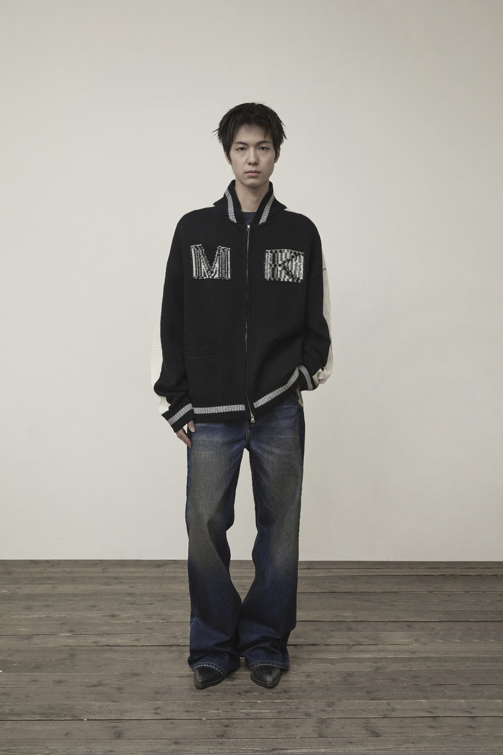 Matin Kim - Matin Kim Initial Knit Zip Up (Black) product image 8 | TRAB K-Fashion Australia