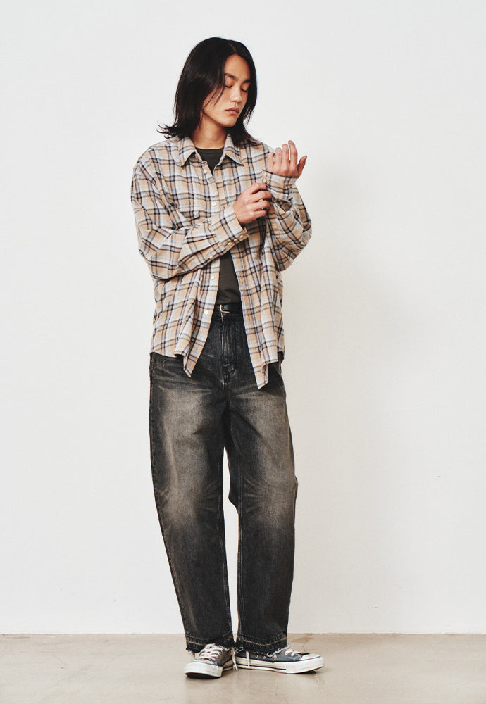Art if acts - Cut Off One Tuck Curve Denim Pants (Vintage Black) product image 4 | TRAB K-Fashion Australia