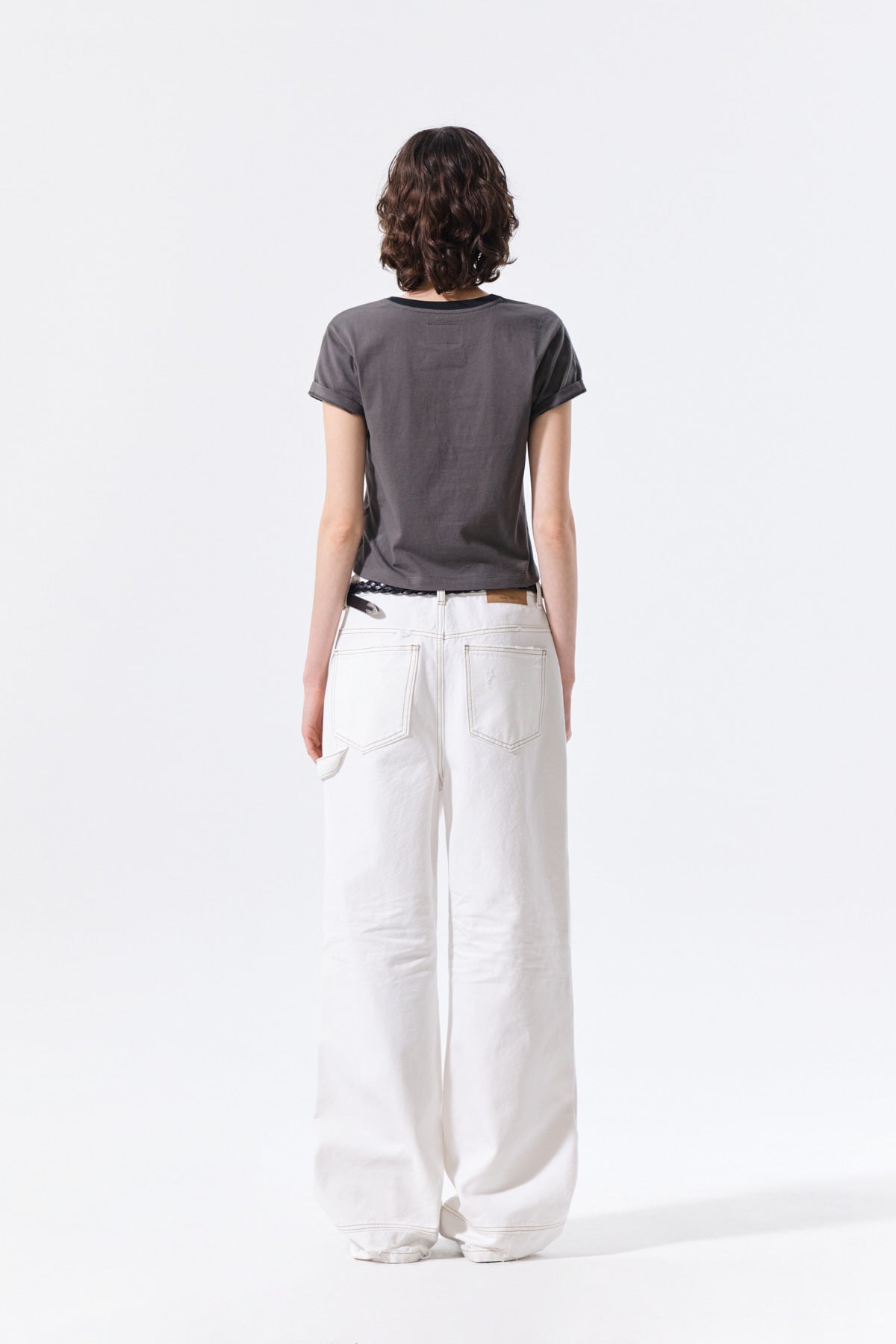 Matin Kim - Tonal Rib Logo Crop Top (Charcoal) product image 7 | TRAB K-Fashion Australia