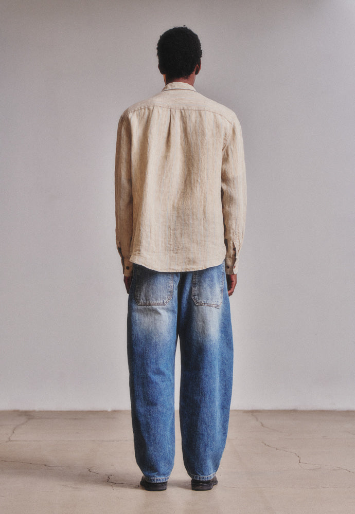 Art if acts - One Tuck Curve Denim Pants (Washed Blue) product image 4 | TRAB K-Fashion Australia