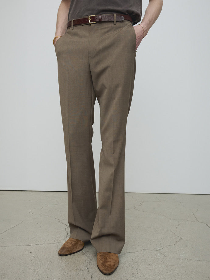 Tonywack - Light Wool Flared Trousers (Taupe Melange) product image 5 | TRAB K-Fashion Australia
