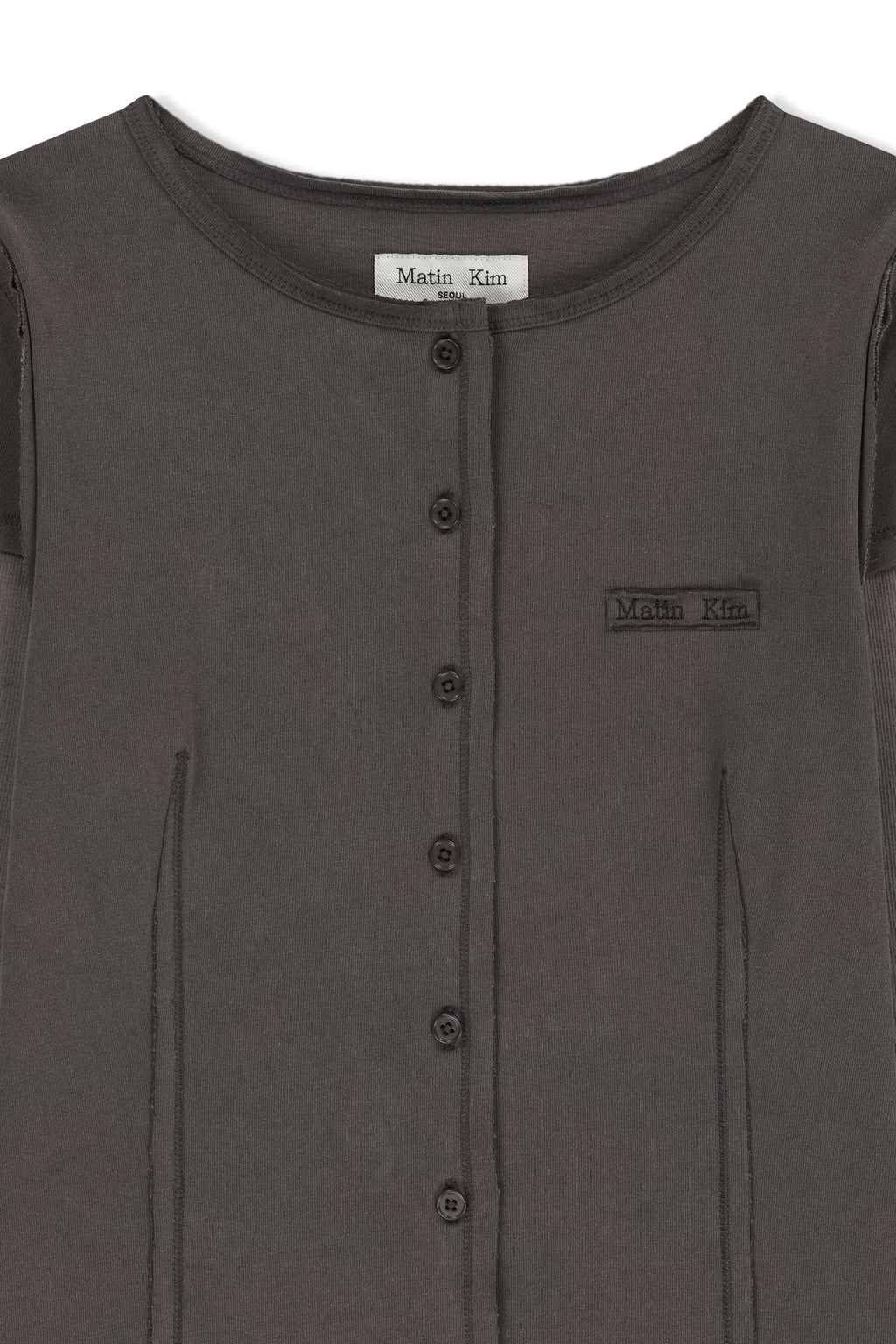 Matin Kim - Faded Color Block Layered Button Top (Cocoa) product image 3 | TRAB K-Fashion Australia