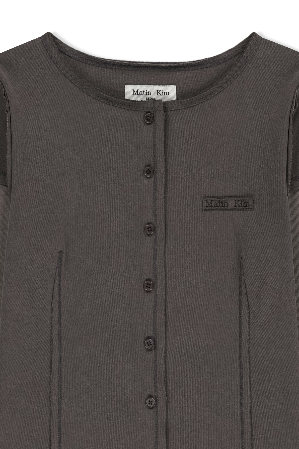 Matin Kim - Faded Color Block Layered Button Top (Cocoa) product image 3 | TRAB K-Fashion Australia