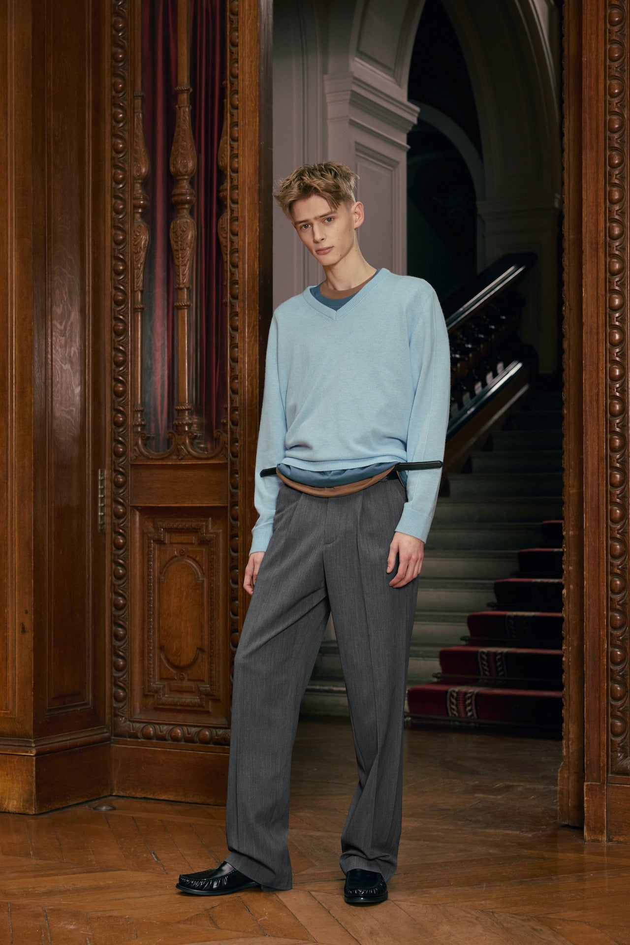 STU - Crease Double Belt Slacks (Mid Grey) product image 8 | TRAB K-Fashion Australia