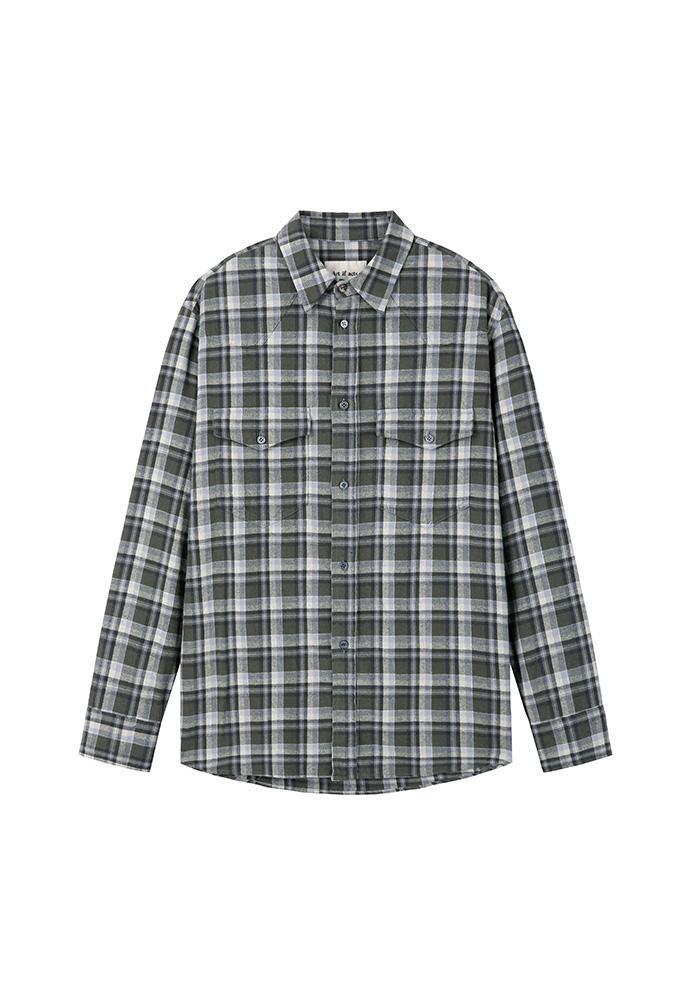 Art if acts - Washed Check Western Shirt (Khaki/Grey) product image 8 | TRAB K-Fashion Australia