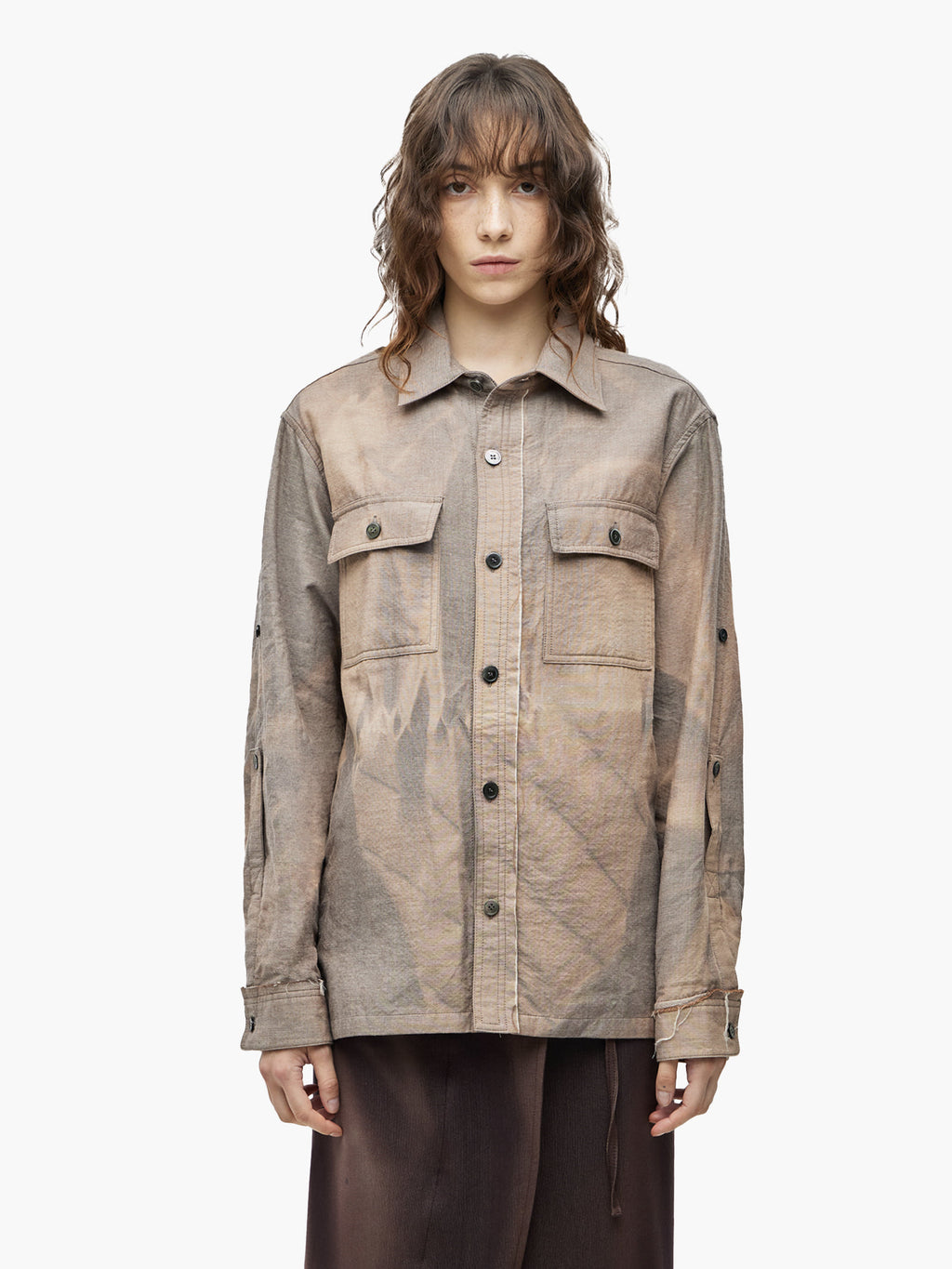 Jiyong Kim - Sun-Bleached Raw-Edge Shirt (Beige) product image 4 | TRAB K-Fashion Australia