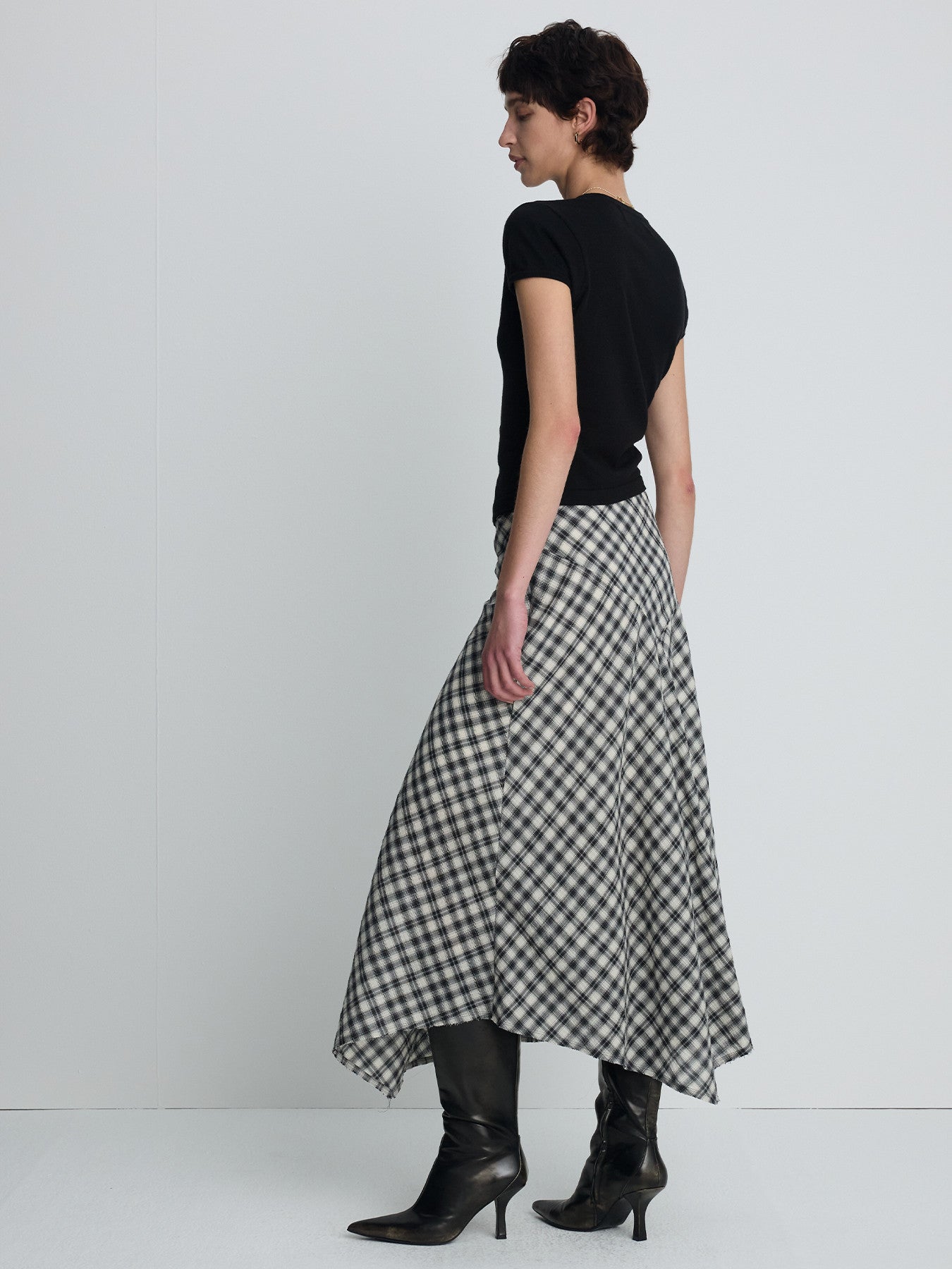 Tonywack - Cotton Check Patchwork Skirt (Black Check) product image 6 | TRAB K-Fashion Australia