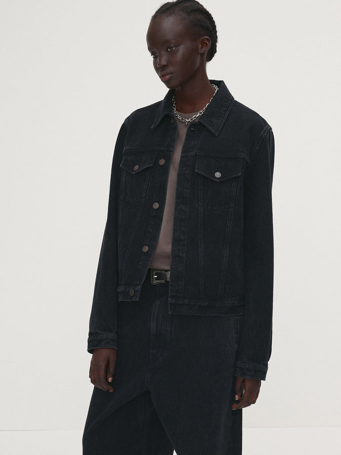 Tonywack - Cropped Denim Trucker Jacket (Washed Black) product image 5 | TRAB K-Fashion Australia