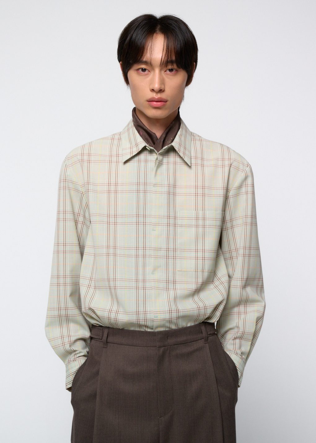 Amomento - Oversized pocket check shirt (Mint) product image 5 | TRAB K-Fashion Australia