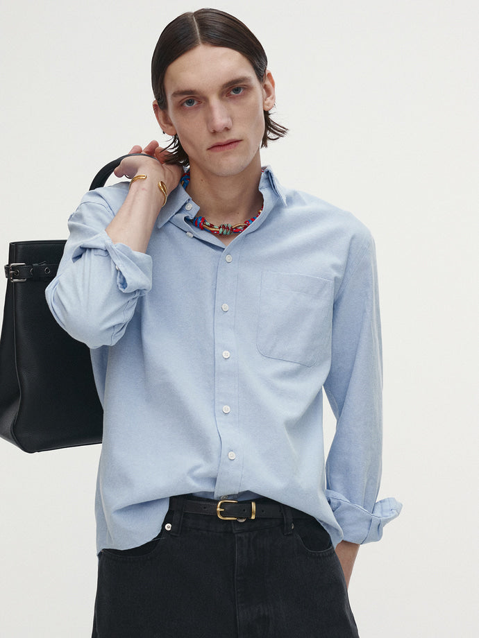 Tonywack - Cotton Lyocell Distressed Oxford Shirt (Sky Blue) product image 4 | TRAB K-Fashion Australia