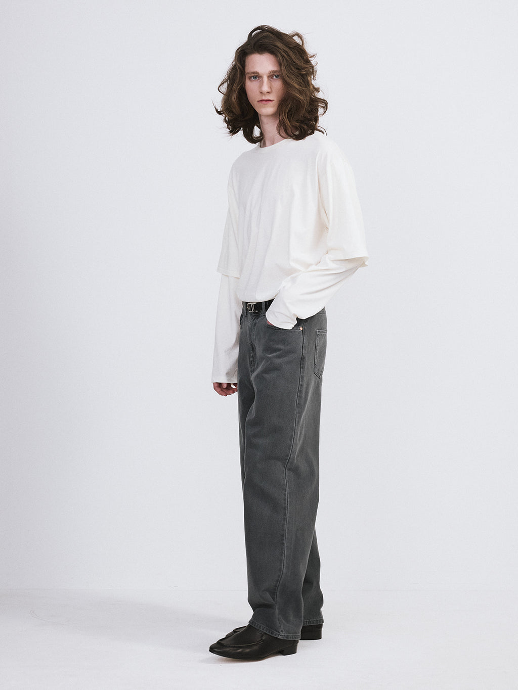 Recto - Oversized Cashmere Blend Layered Top (Bean Ivory) product image 3 | TRAB K-Fashion Australia