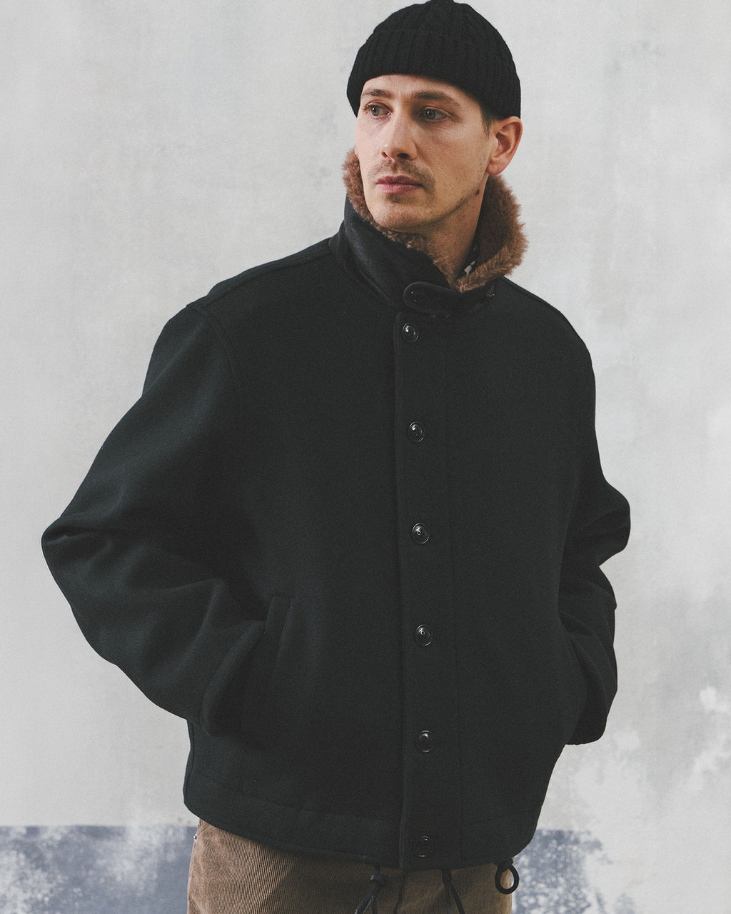 Eastlogue - N-1 Deck Jumper (Charcoal Melton Wool) product image 4 | TRAB K-Fashion Australia