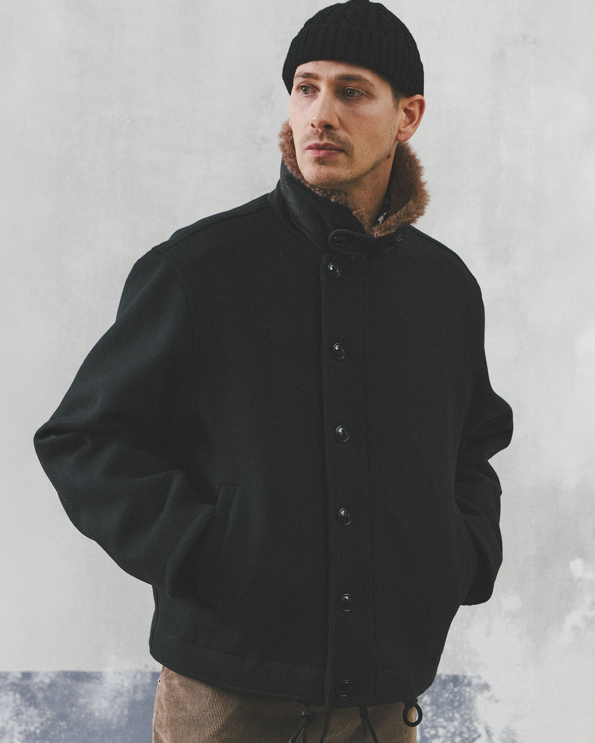 Eastlogue - N-1 Deck Jumper (Charcoal Melton Wool) product image 4 | TRAB K-Fashion Australia
