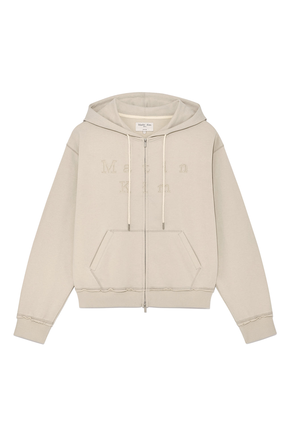 Matin Kim - Applique Cutted Logo Hoody Zip Up (Beige) product image 1 | TRAB K-Fashion Australia