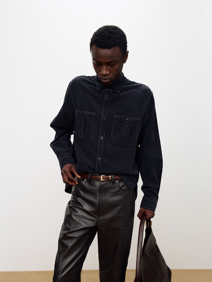 Tonywack - Garment-Dyed Corduroy Double Pocket Shirt (Navy) product image 6 | TRAB K-Fashion Australia