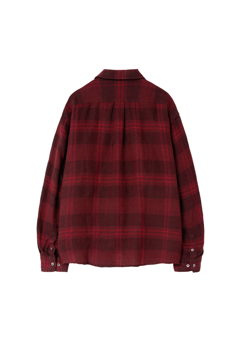 Hatchingroom - Classic Shirt Linen Big Check Dark (Red) product image 2 | TRAB K-Fashion Australia