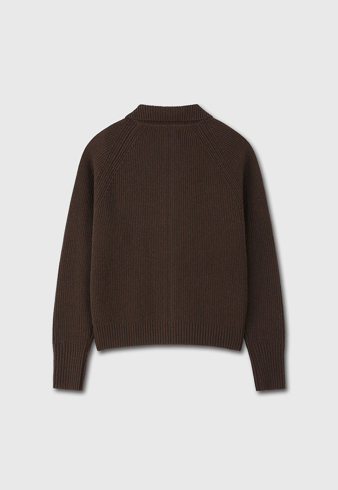 Tonywack - Super Fine Merino Wool Placket Zip-Up Knit (Dark Brown) product image 12 | TRAB K-Fashion Australia