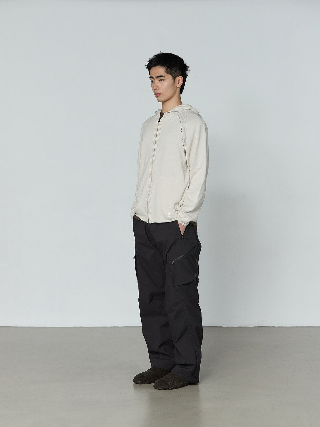 San San Gear - Knit Zip-Up Hoodie (Beige) product image 1 | TRAB K-Fashion Australia