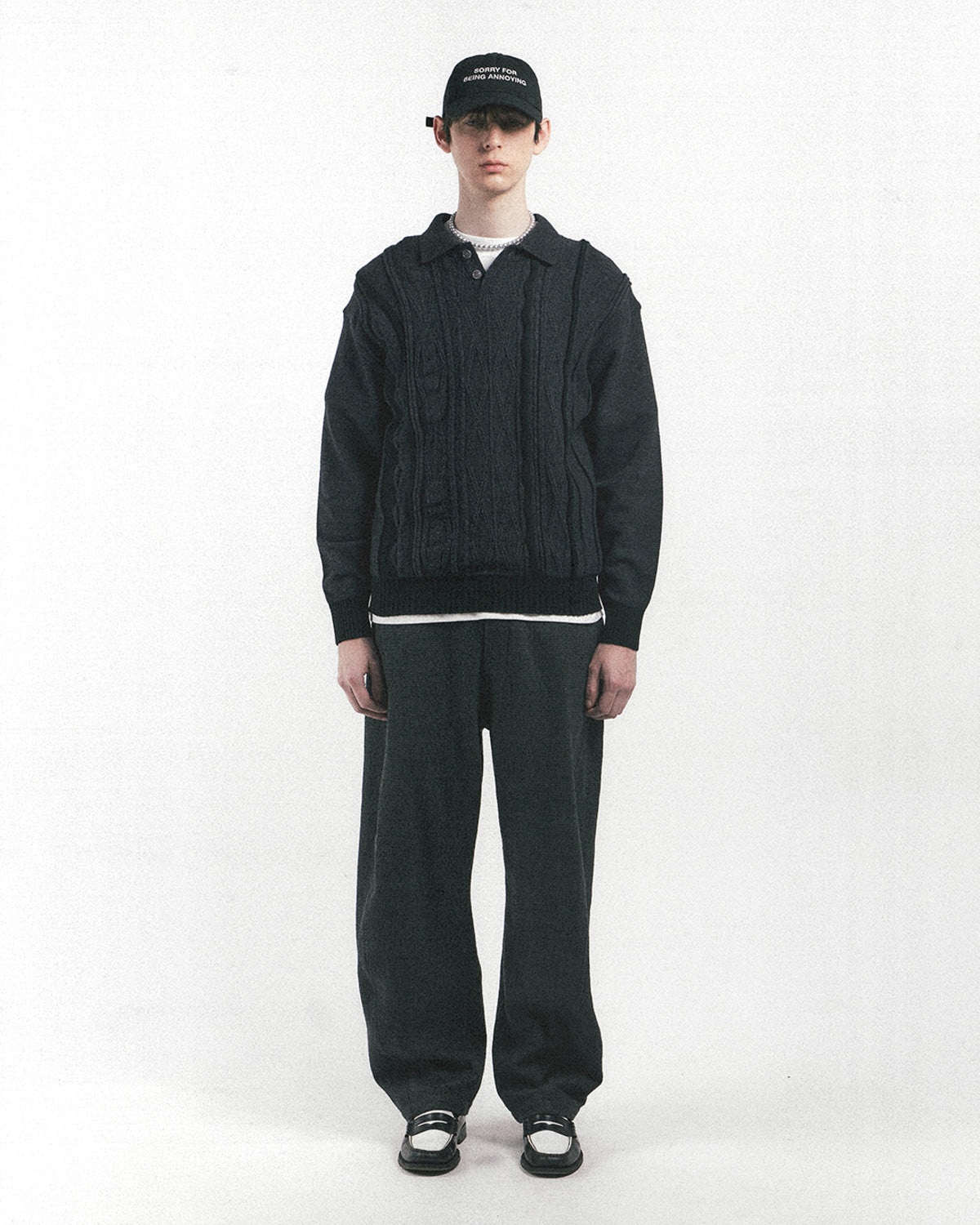 Eastlogue - Asymmetrical Cable Knit (Charcoal) product image 4 | TRAB K-Fashion Australia